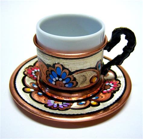 TURKISH COFFEE CUPS SET OF 6 SAUCER AND PORCELAIN CUPS