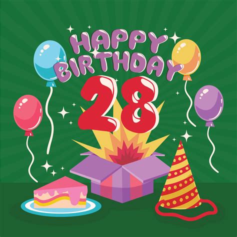 28th birthday greeting card template 11458839 Vector Art at Vecteezy