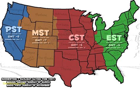 Free printable us time zone map with state names - xoname