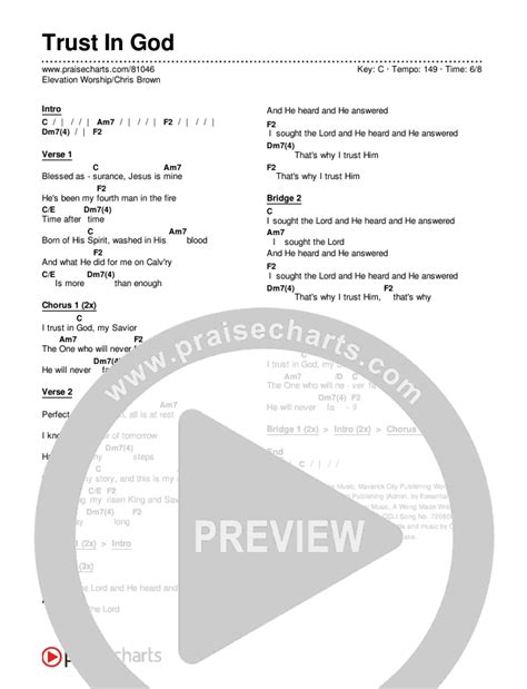 Trust In God Chords PDF (Elevation Worship / Chris Brown) - PraiseCharts