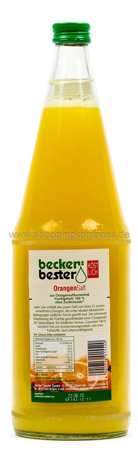 Beckers Bester Orangensaft 1 l Glas Mehrweg - Ihr zuverlässiger Lieferservice