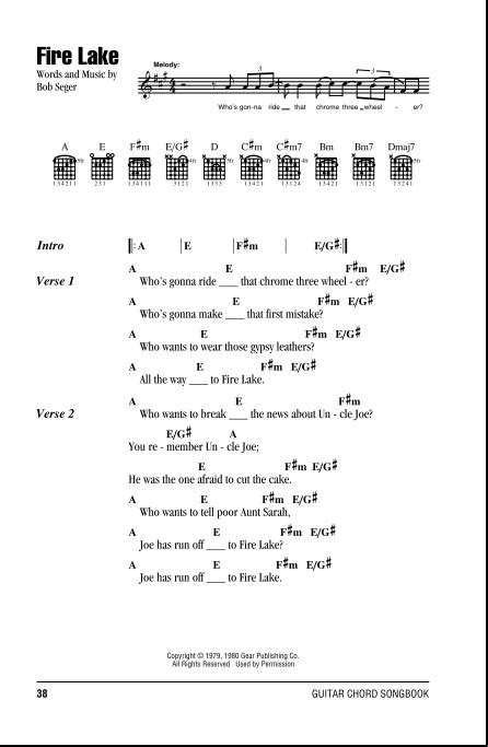 Fire Lake - Guitar Chords/Lyrics | zZounds