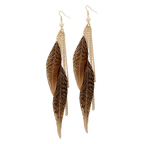 Feather earrings PNG image