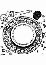 Italian Table Setting Coloring Page · Creative Fabrica sketch template
