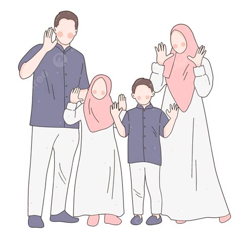 Illustration Of A Happy Muslim Family In Eid Mubarak Outfits, Eid ...