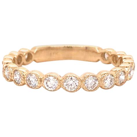 14K Round Diamond Miligrain Band Yellow Gold For Sale at 1stDibs