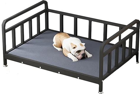 Pet beds Black Metal Frame Pet Bed, Elevated Pet Sofa Raised Dog Kennel with Soft Cushion, for ...