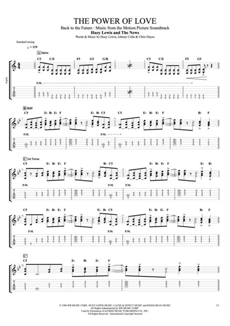 The Power of Love by Huey Lewis and the News - Full Score Guitar Pro Tab | mySongBook.com