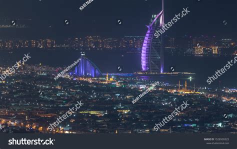 Aerial View Dubai City Skyline Night Stock Photo 1528930325 | Shutterstock