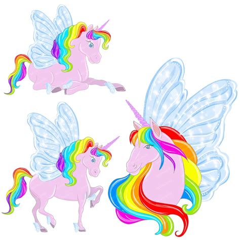 Unicorn With Wings Rainbow Pink Clipart Illustration Drawing - Etsy