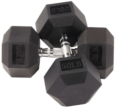 BalanceFrom Rubber Encased Hex Dumbbells, 50 lbs Pair, Black - Walmart.com