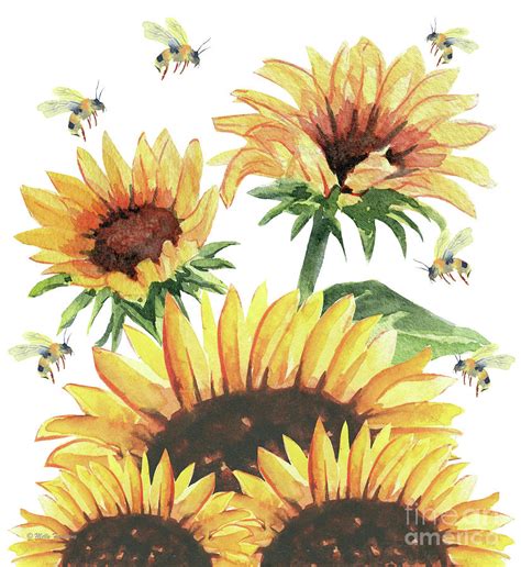 Sunflowers and Honey Bees Painting by Melly Terpening - Pixels