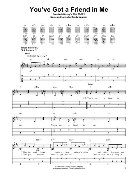 You've Got A Friend In Me sheet music by Randy Newman (Easy Guitar Tab – 151076)