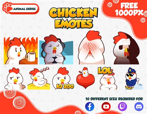 Chicken Cute Emotes Emotes Bundle Pack Chicken Twitch - Etsy