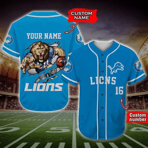 Detroit Lions NFL 3D Personalized Baseball Jersey TMBB1200711 - HomeFavo