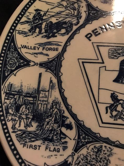 Vintage Pennsylvania State Plate. Vintage Plate. Blue and White Pennsylvania Souvenir Plate ...