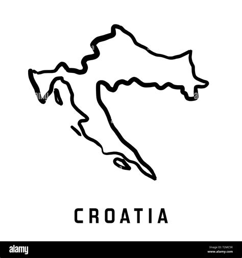 Croatia map outline - smooth country shape map vector Stock Vector ...