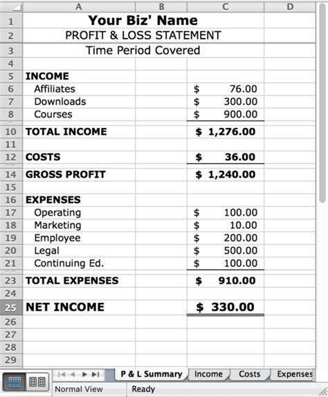 P&l Spreadsheet Template Excel Spreadsheet Template python. pubmed. pinterest.