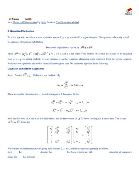 Gaussian Elimination | Matrix (Mathematics) | System Of Linear Equations