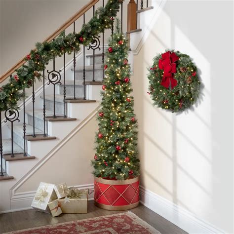 Half & Wall Christmas Trees You'll Love in 2019 | Wayfair | Christmas staircase decor, Wall ...