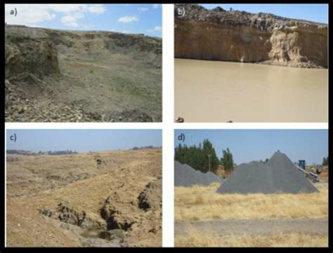 Aggregate quarry impacts, a) Abandoned quarry, b) Abandoned selected... | Download Scientific ...