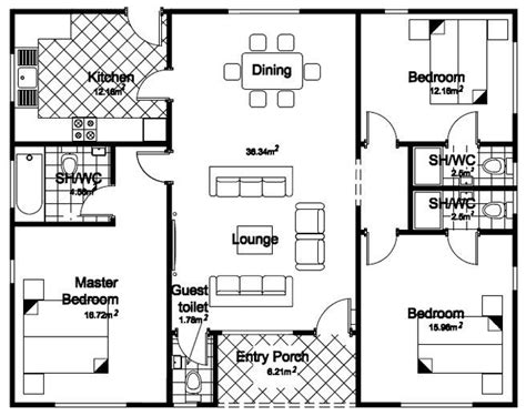 Elegant Floor Plan 3 Bedroom Bungalow House - New Home Plans Design