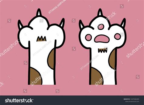 Cartoon Cat Paw Cat Clawvectorillustrationdoodle: เวกเตอร์สต็อก (ปลอด ...