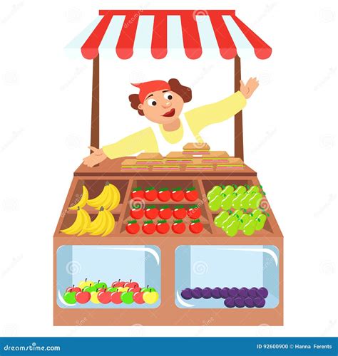 Vegetables Shop Stall, Farmers Market, Stock Vector - Illustration of apple, lettuce: 92600900