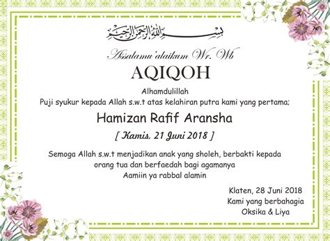 Undangan Aqiqah, Selapanan, Tasyakuran, Yasinan Format CorelDRAW - Free Download Vector