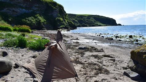 Wild camping Scotland. Beach camp. Campfire cooking. Scotland ...