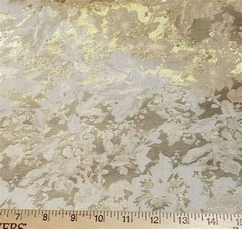 White Gold Floral Jacquard - Very Light, REVERSIBLE! Beautiful Drape & Shimmer! - Beautiful Textiles