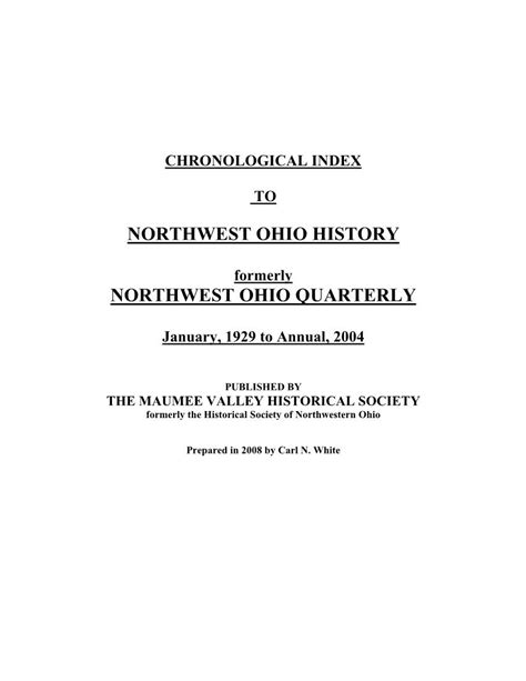 Northwest Ohio History Northwest Ohio Quarterly - DocsLib