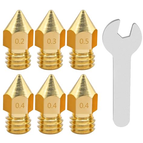 10X(3D Printer Accessories Mk8 Brass Nozzle Tip Nozzle Nozzle Diameter 0.5m M3D7 4894817193392 ...