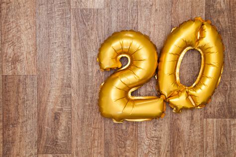 Gold Number 20 Balloon Stock Photo - Download Image Now - iStock