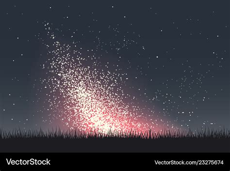 View to milky way galaxy from field Royalty Free Vector