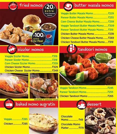 Wow! Momo Menu, Menu for Wow! Momo, Chinsurah, Chinsurah