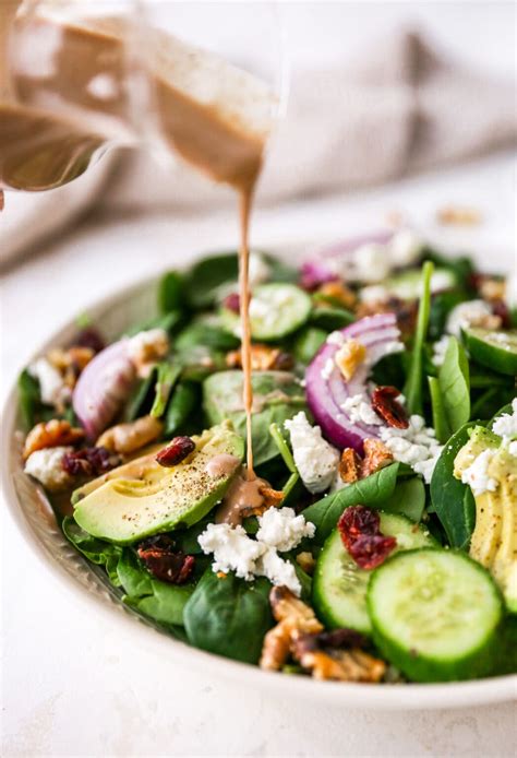 Easy Spinach Salad with Creamy Balsamic Vinaigrette - Eating Bird Food