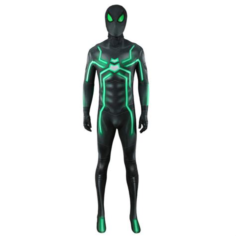 Spider-Man Stealth Suit Costume - Big Time Neon Green Black Bodysuit ...