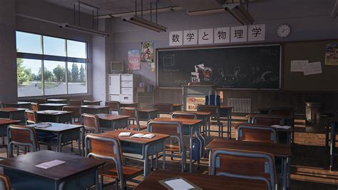 Download Table School Anime Classroom 4k Ultra HD Wallpaper