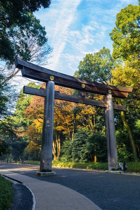 Torii Of Meiji-jingu In Tokyo, Japan. Historical Shrine Stock Photo ...