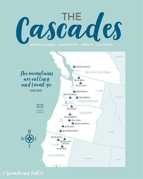 Cascades Map, Mountain Range, British Columbia, Washington, Oregon, Northern California Maps ...