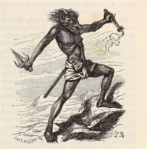 an old illustration of a man holding a spear