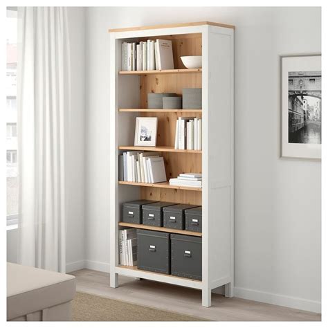 HEMNES bookcase, white stain/light brown, 353/8x771/2" - IKEA | Hemnes bookcase, White bookcase ...