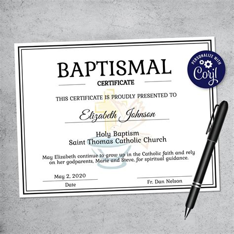 Baptism Certificates Printable | Stephenson