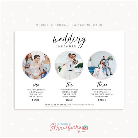 Wedding Photography Price List Template – Strawberry Kit