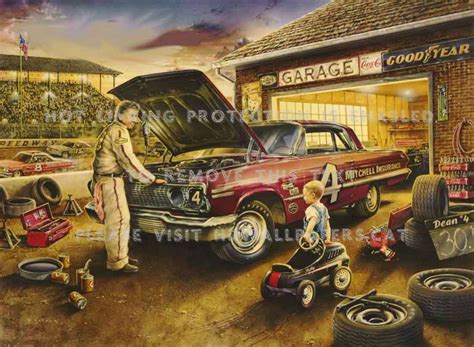 Speedway Garage Car Artwork Child Mechanic - Old School Car Art ...