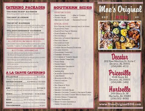 Online Menu of Moe's Original BBQ- Hartselle Restaurant, Hartselle, Alabama, 35640 - Zmenu