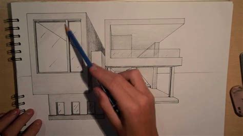 ARCHITECTURE | DESIGN #2: DRAWING A MODERN HOUSE (1 POINT PERSPECTIVE ...