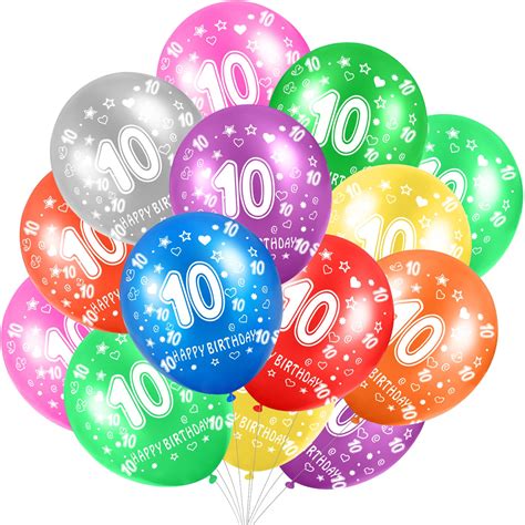 Buy 10th Birthday Colourful Balloons, 40 Colourful Balloons Metallic ...