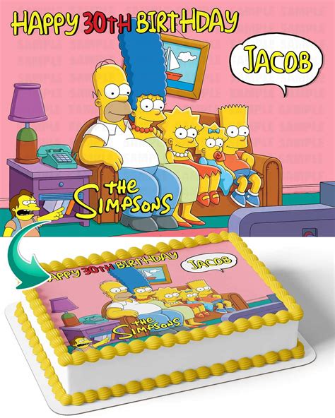 Buy Cakecery The Simpsons Edible Cake Image Topper Personalized Birthday Cake Banner 1/4 Sheet ...